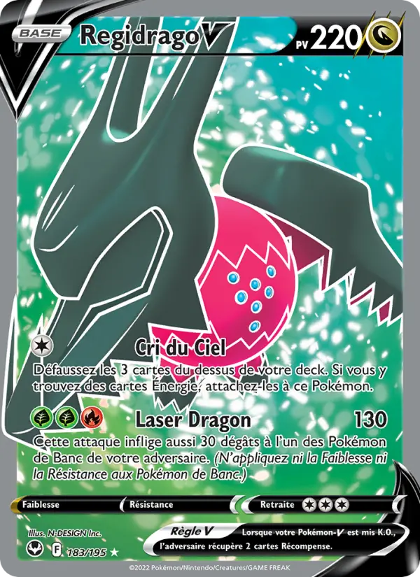 Regidrago V — Carte Pokémon 183 Tempête Argentée