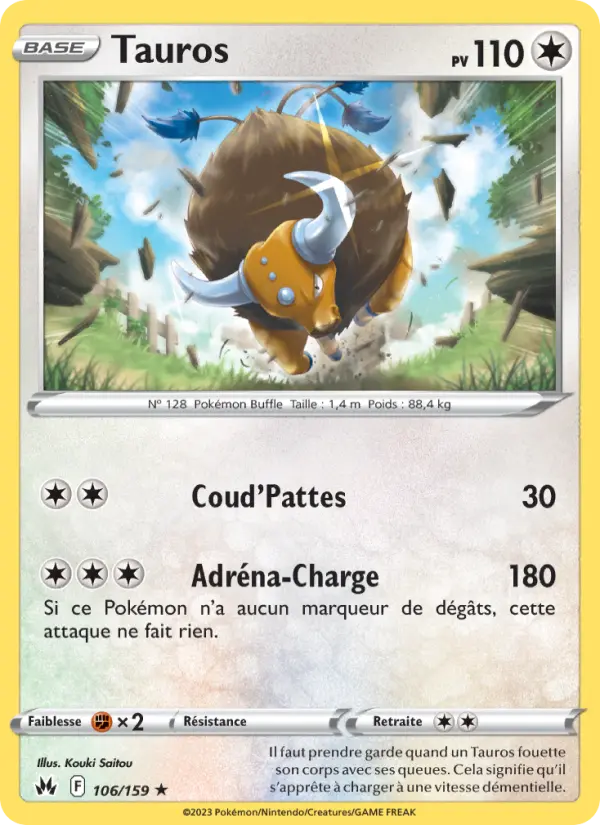 106/159 - Tauros — Carte Pokémon Zénith Suprême 106/159
