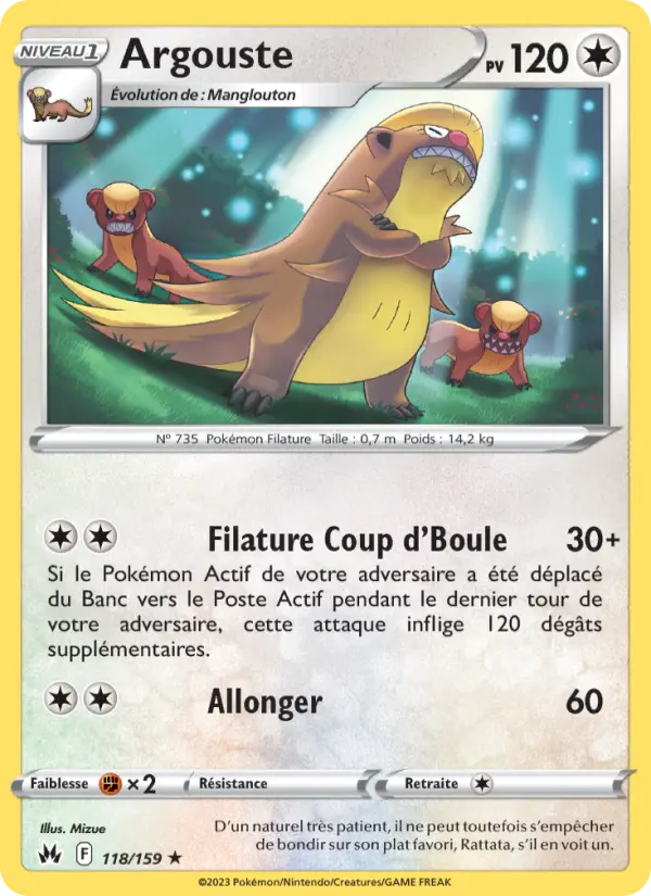 Argouste — Carte Pokémon 118 Zénith Suprême