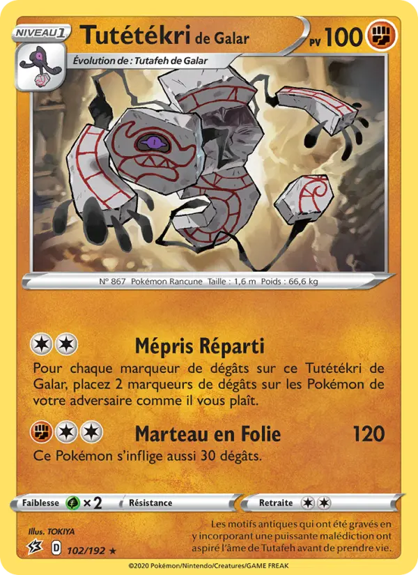 Tutétékri de Galar — Carte Pokémon 102 Clash des Rebelles