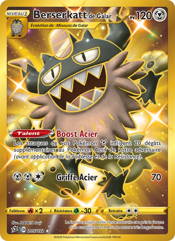 Berserkatt de Galar — Carte Pokémon 205 Clash des Rebelles
