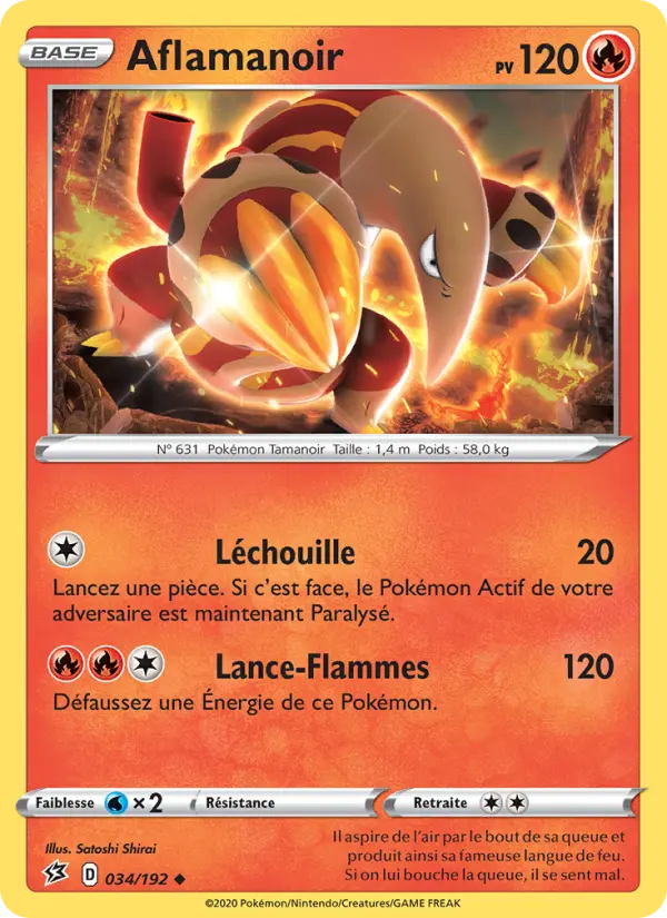 034/192 - Aflamanoir — Carte Pokémon Clash des Rebelles 34/192