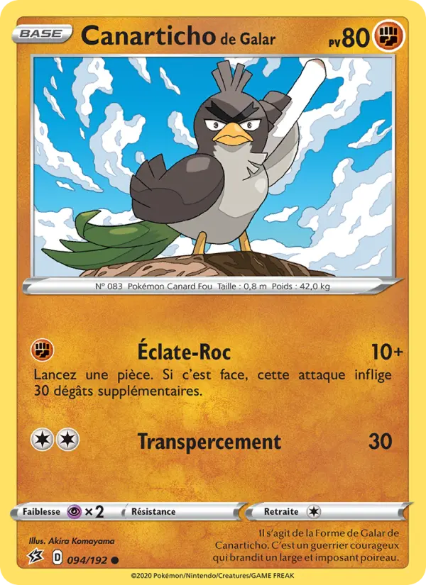 094/192 - Canarticho de Galar — Carte Pokémon Clash des Rebelles 94/192