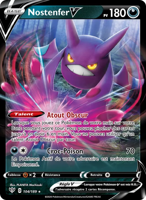 104/189 - Nostenfer V — Carte Pokémon Ténèbres Embrasées 104/189