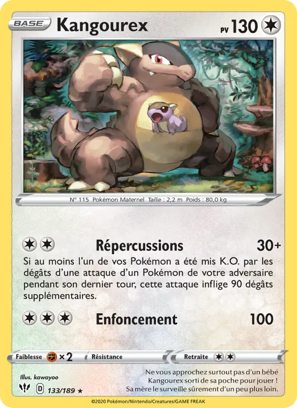 133/189 - Kangourex — Carte Pokémon Ténèbres Embrasées 133/189