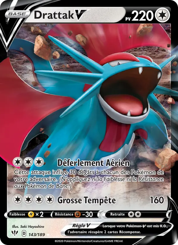 143/189 - Drattak V — Carte Pokémon Ténèbres Embrasées 143/189