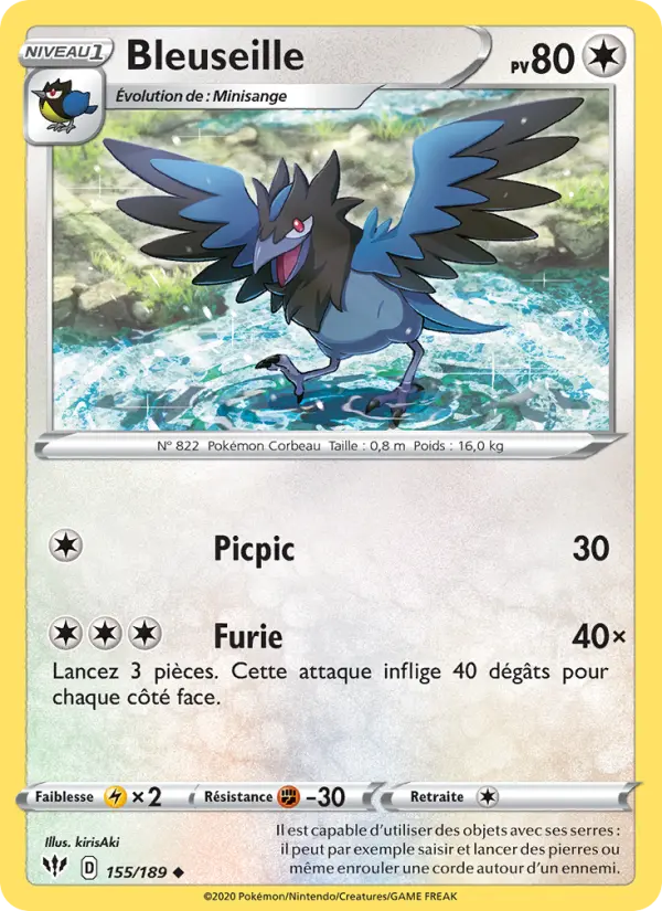 155/189 - Bleuseille — Carte Pokémon Ténèbres Embrasées 155/189