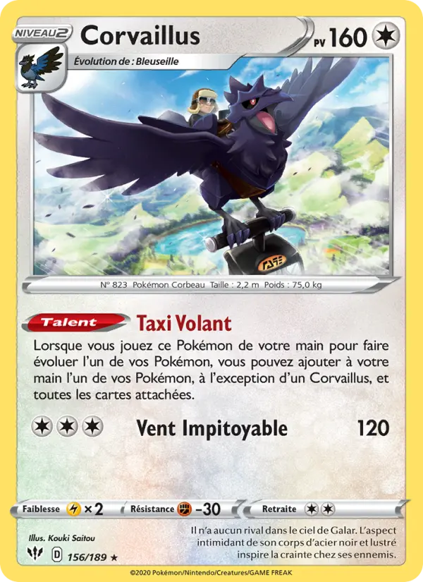 156/189 - Corvaillus — Carte Pokémon Ténèbres Embrasées 156/189