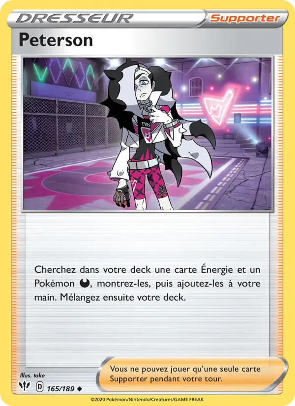 165/189 - Peterson — Carte Pokémon Ténèbres Embrasées 165/189