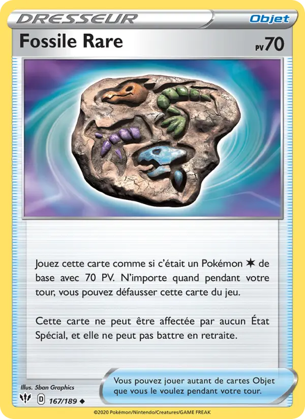 167/189 - Fossile Rare — Carte Pokémon Ténèbres Embrasées 167/189