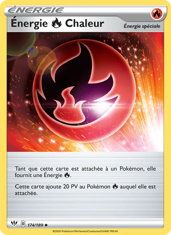 174/189 - Énergie Fire Chaleur — Carte Pokémon Ténèbres Embrasées 174/189