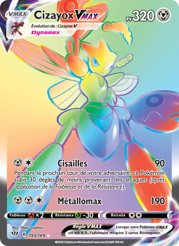 193/189 - Cizayox VMAX — Carte Pokémon Ténèbres Embrasées 193/189