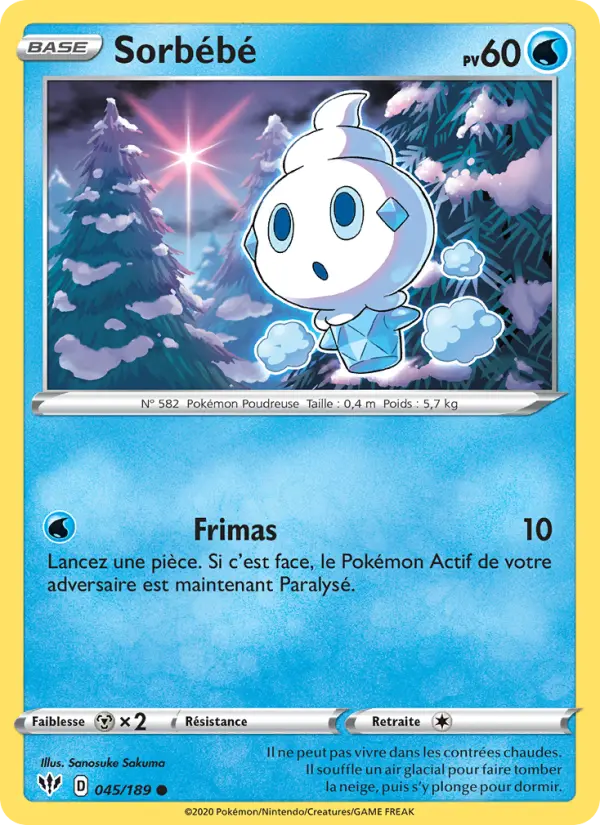 Sorbébé — Carte Pokémon 45 Ténèbres Embrasées