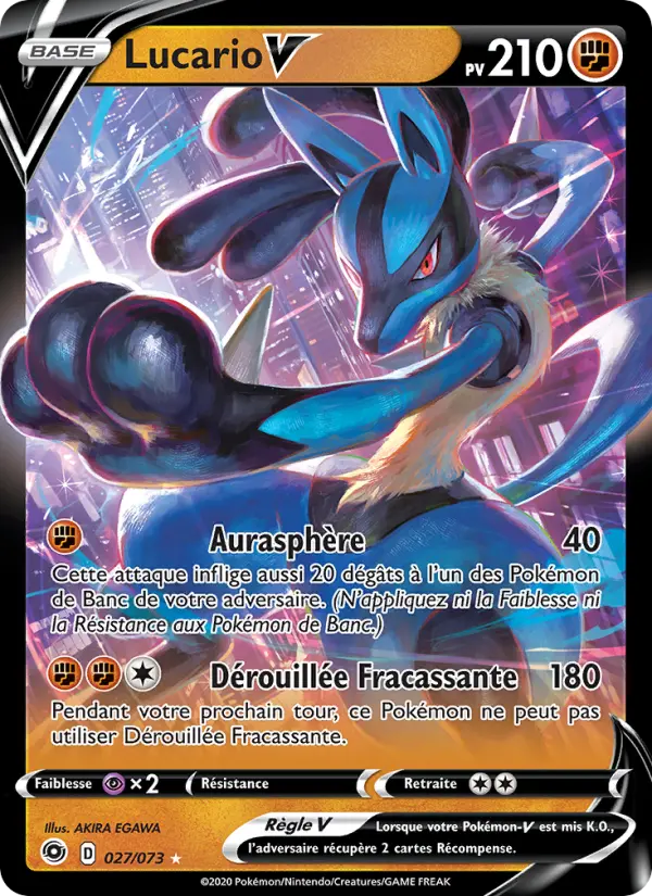 027/073 - Lucario V — Carte Pokémon La Voie du Maître 27/73