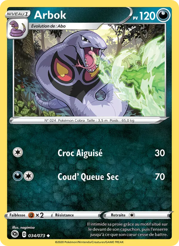 034/073 - Arbok — Carte Pokémon La Voie du Maître 34/73