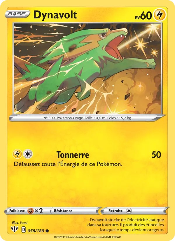058/189 - Dynavolt — Carte Pokémon Ténèbres Embrasées 58/189