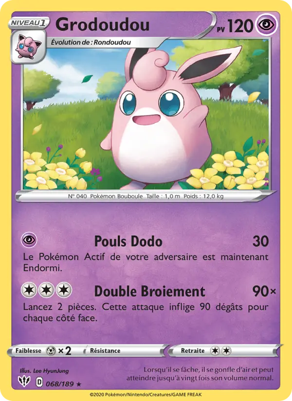 068/189 - Grodoudou — Carte Pokémon Ténèbres Embrasées 68/189