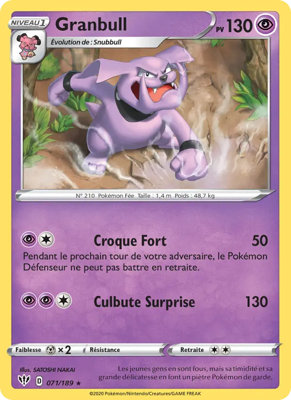 071/189 - Granbull — Carte Pokémon Ténèbres Embrasées 71/189