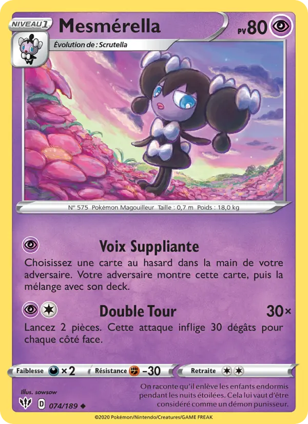 074/189 - Mesmérella — Carte Pokémon Ténèbres Embrasées 74/189