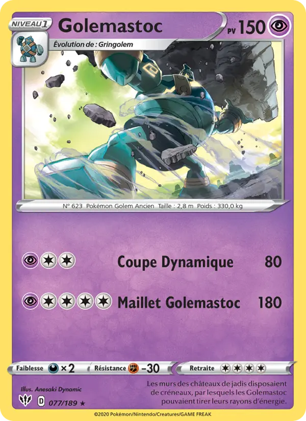 077/189 - Golemastoc — Carte Pokémon Ténèbres Embrasées 77/189
