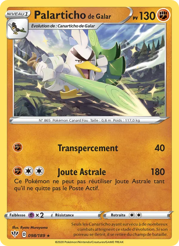 Palarticho de Galar — Carte Pokémon 98 Ténèbres Embrasées