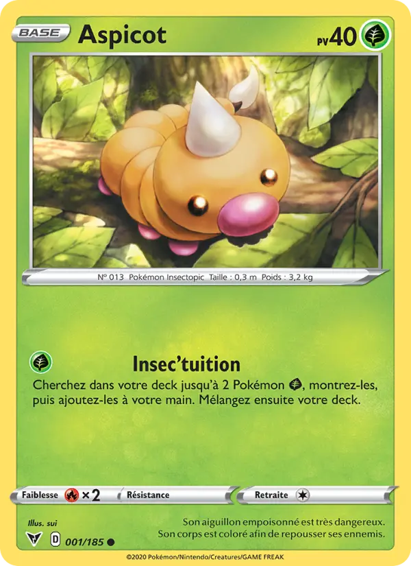 001/185 - Aspicot — Carte Pokémon Voltage Éclatant 1/185