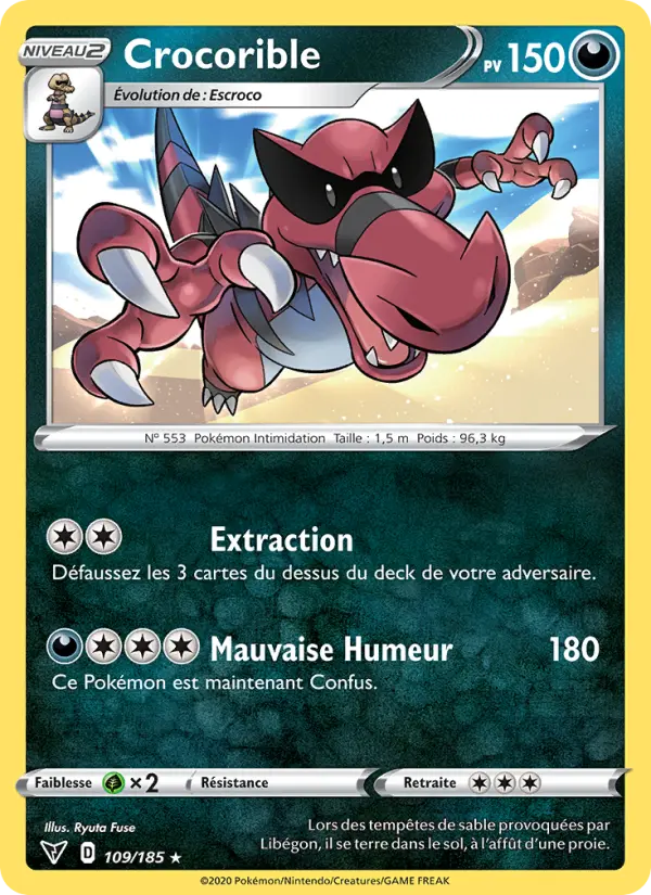 109/185 - Crocorible — Carte Pokémon Voltage Éclatant 109/185