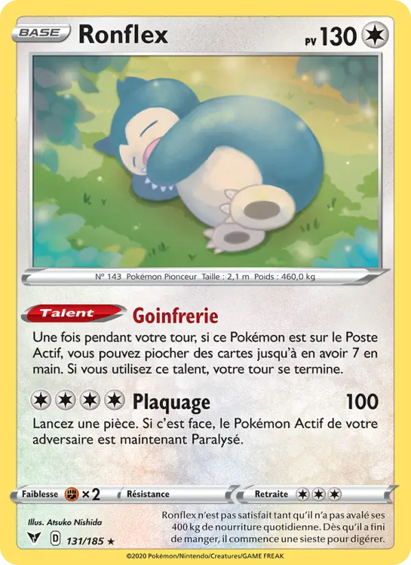 131/185 - Ronflex — Carte Pokémon Voltage Éclatant 131/185