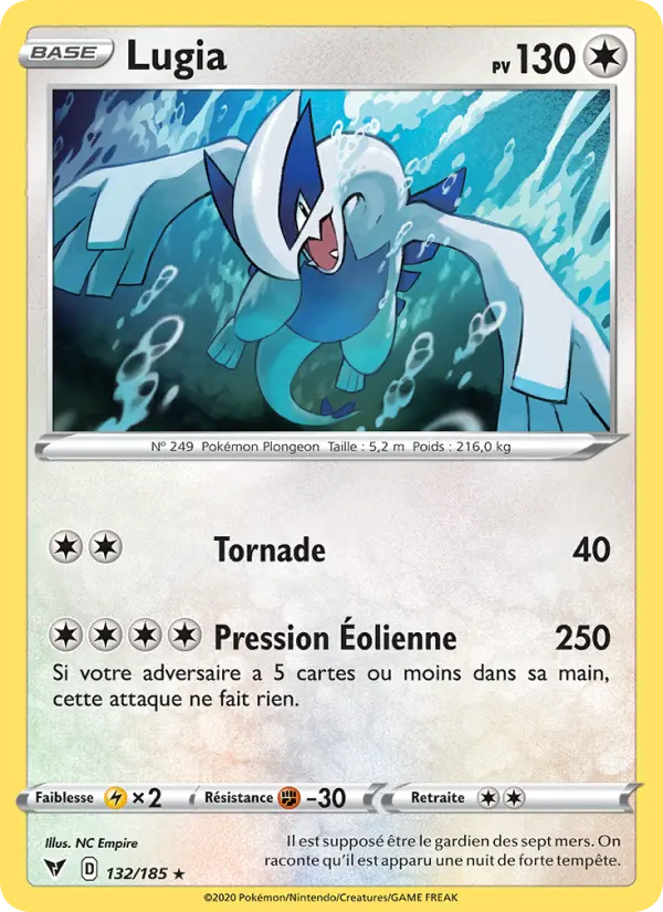 132/185 - Lugia — Carte Pokémon Voltage Éclatant 132/185