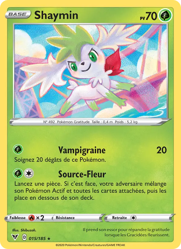 015/185 - Shaymin — Carte Pokémon Voltage Éclatant 15/185