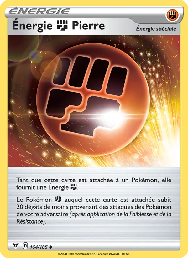 164/185 - Énergie Fighting Pierre — Carte Pokémon Voltage Éclatant 164/185