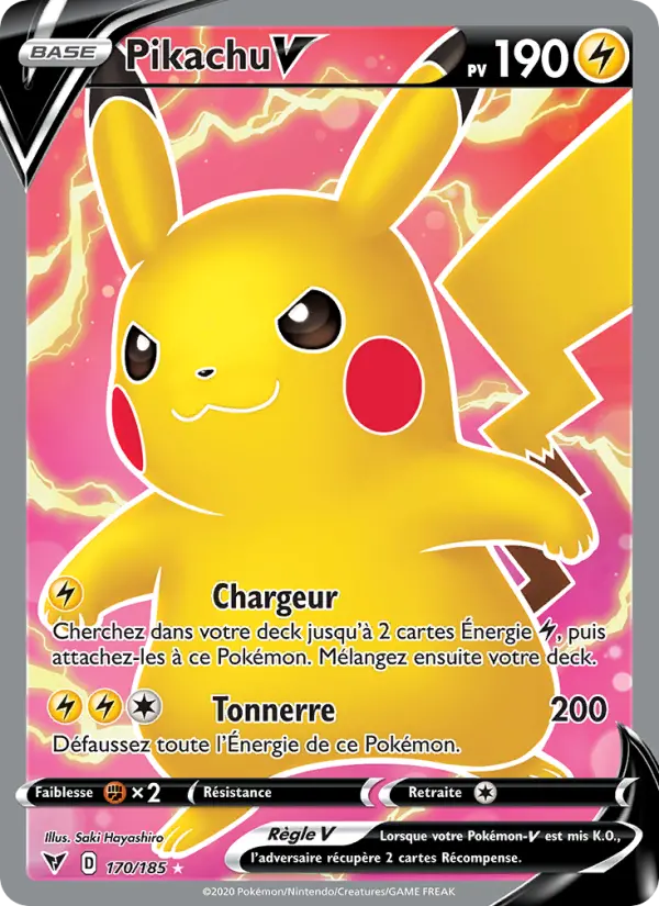 Pikachu V — Carte Pokémon 170 Voltage Éclatant