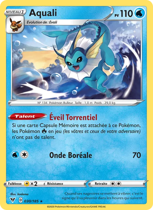 030/185 - Aquali — Carte Pokémon Voltage Éclatant 30/185