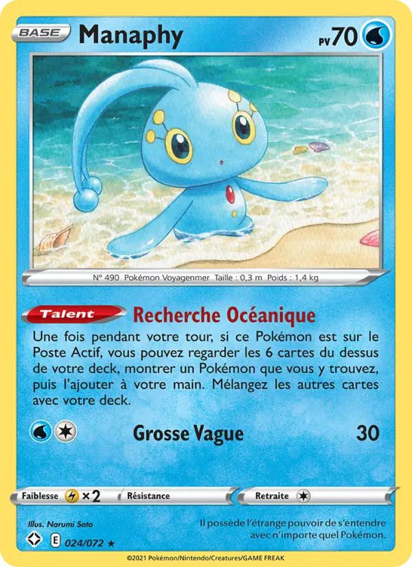 024/072 - Manaphy — Carte Pokémon Destinées Radieuses 24/72