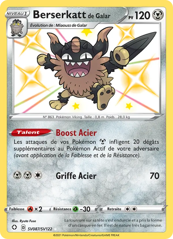 Berserkatt de Galar — Carte Pokémon SV087 Destinées Radieuses