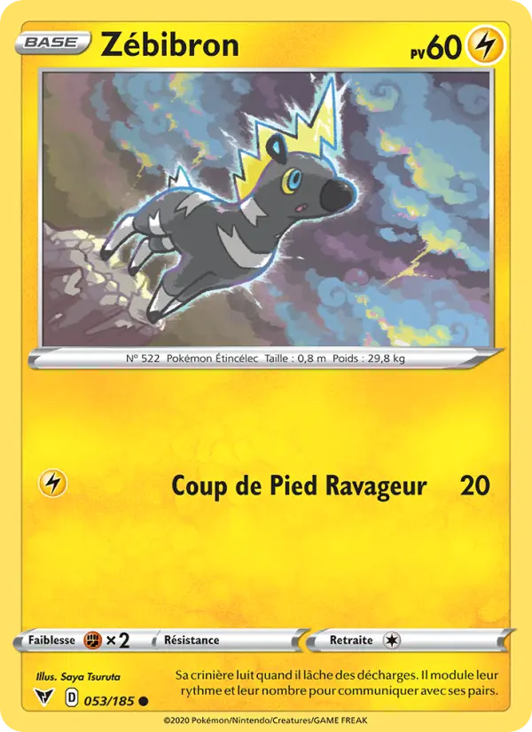 053/185 - Zébibron — Carte Pokémon Voltage Éclatant 53/185