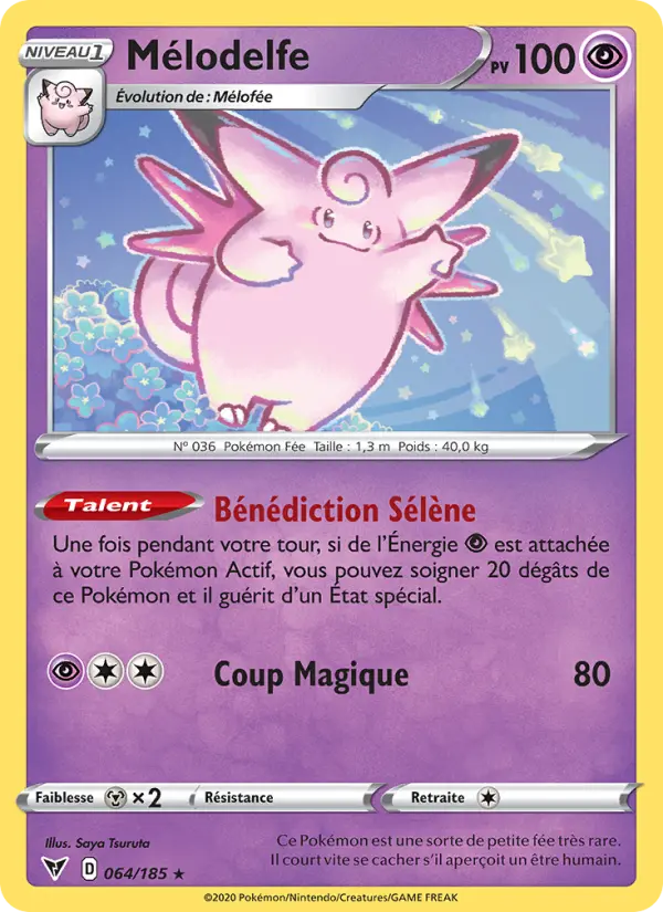 Mélodelfe — Carte Pokémon 64 Voltage Éclatant