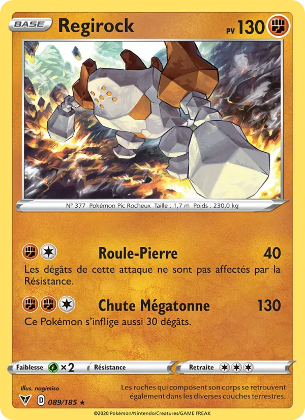 089/185 - Regirock — Carte Pokémon Voltage Éclatant 89/185