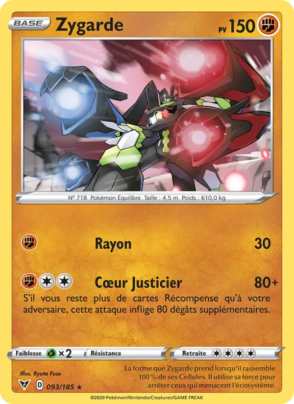 093/185 - Zygarde — Carte Pokémon Voltage Éclatant 93/185
