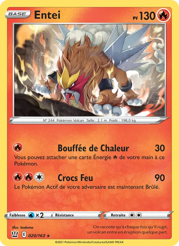 020/163 - Entei — Carte Pokémon Styles de combat 20/163