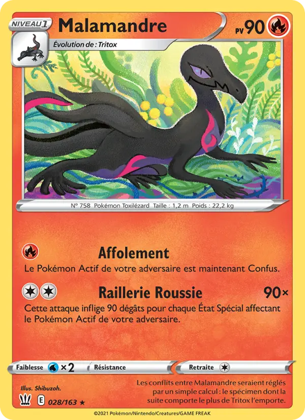 Malamandre — Carte Pokémon 28 Styles de combat