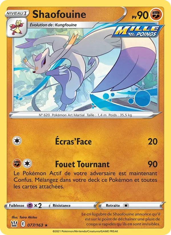 Shaofouine — Carte Pokémon 77 Styles de combat