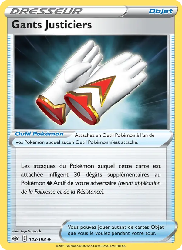 143/198 - Gants Justiciers — Carte Pokémon Règne de Glace 143/198