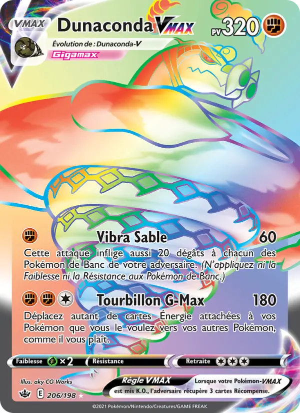 Dunaconda VMAX — Carte Pokémon 206 Règne de Glace