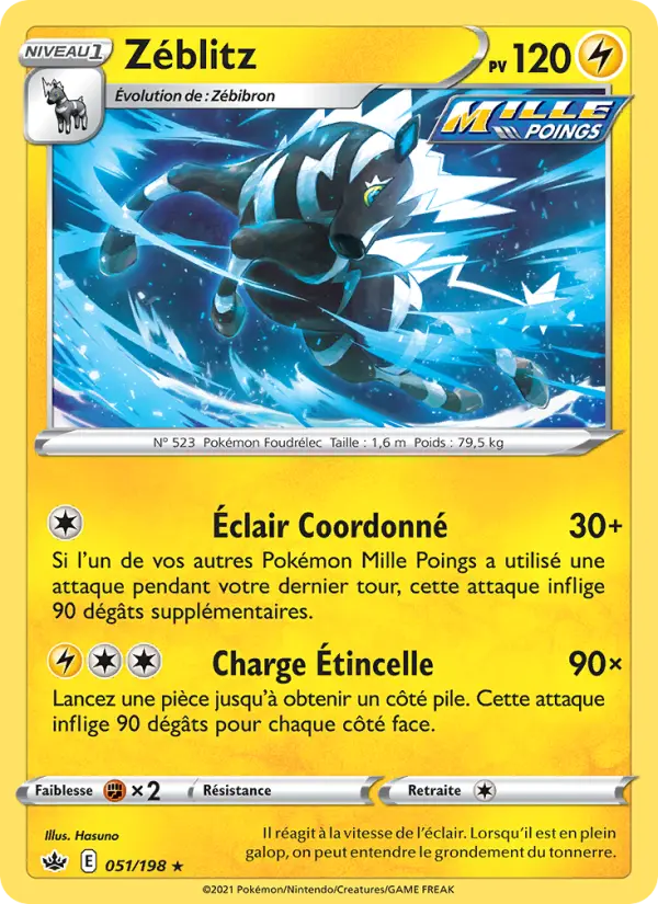 051/198 - Zéblitz — Carte Pokémon Règne de Glace 51/198