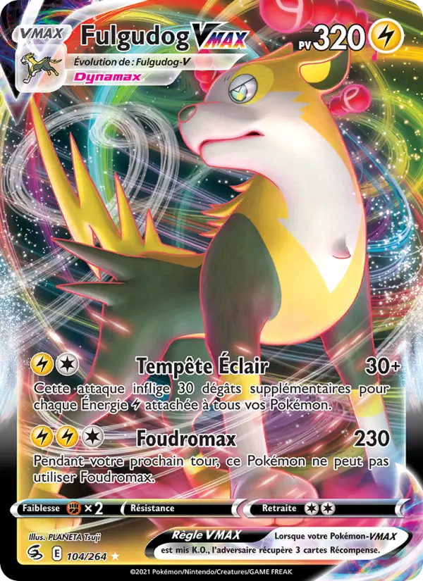 104/264 - Fulgudog VMAX — Carte Pokémon Poing de Fusion 104/264