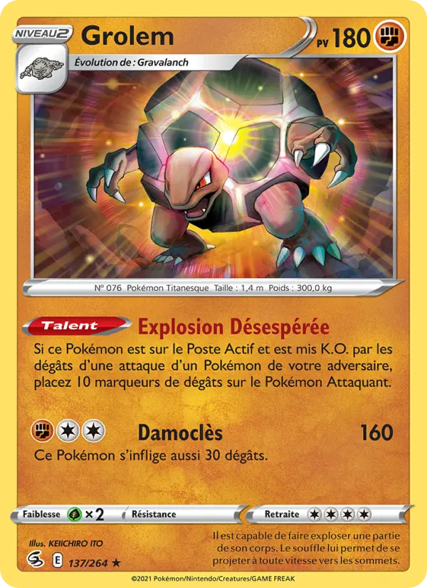 Grolem — Carte Pokémon 137 Poing de Fusion
