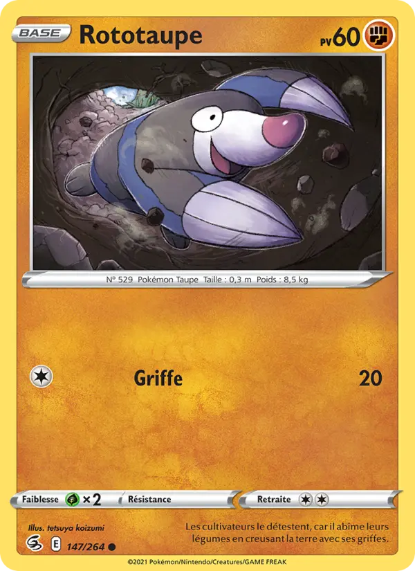 Rototaupe — Carte Pokémon 147 Poing de Fusion