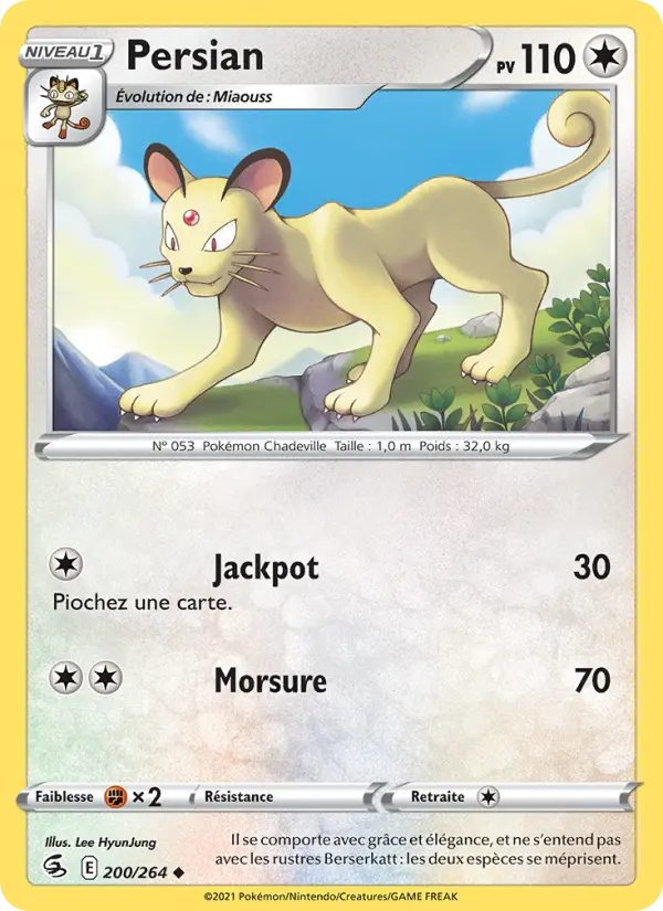 200/264 - Persian — Carte Pokémon Poing de Fusion 200/264