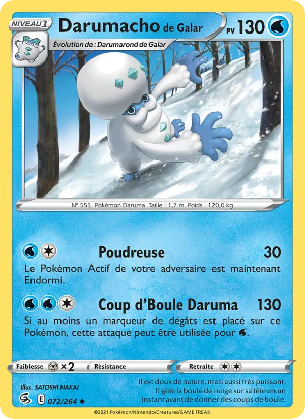 072/264 - Darumacho de Galar — Carte Pokémon Poing de Fusion 72/264